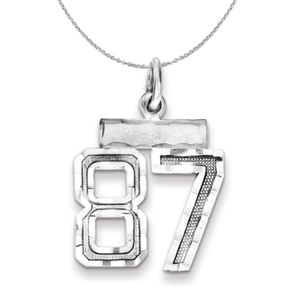 Sterling Silver, Varsity Collection, Small D/C Number 87 Necklace