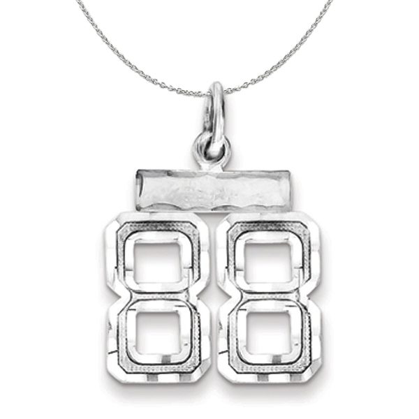 Sterling Silver, Varsity Collection, Small D/C Number 88 Necklace