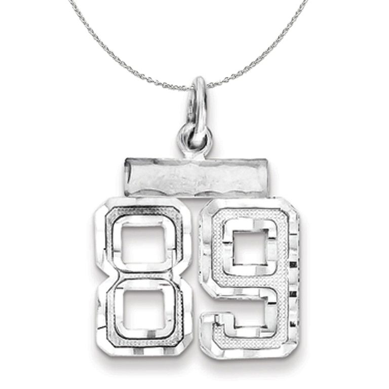 Sterling Silver, Varsity Collection, Small D/C Number 89 Necklace