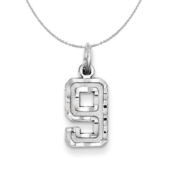 Sterling Silver, Varsity Collection, Small D/C Number 9 Necklace