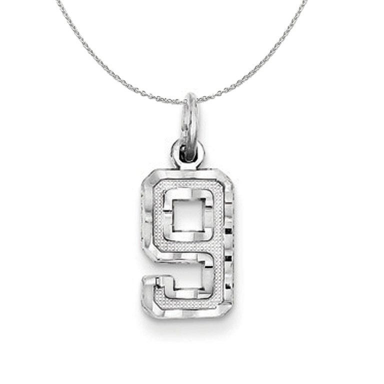 Sterling Silver, Varsity Collection, Small D/C Number 9 Necklace