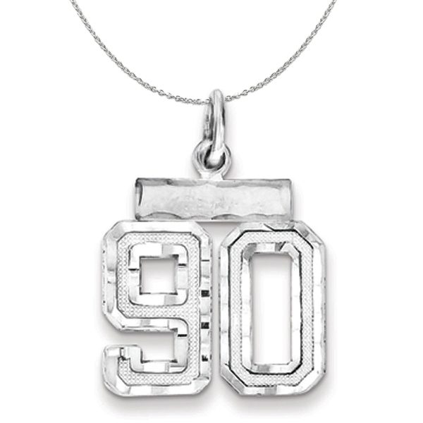 Sterling Silver, Varsity Collection, Small D/C Number 90 Necklace