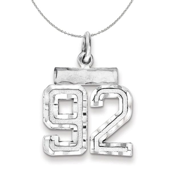 Sterling Silver, Varsity Collection, Small D/C Number 92 Necklace