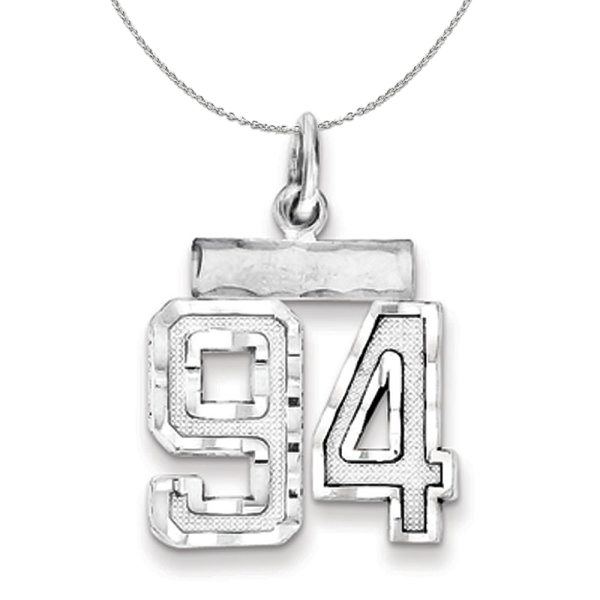 Sterling Silver, Varsity Collection, Small D/C Number 94 Necklace