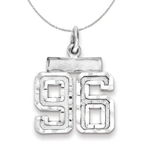 Sterling Silver, Varsity Collection, Small D/C Number 96 Necklace