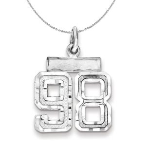 Sterling Silver, Varsity Collection, Small D/C Number 98 Necklace