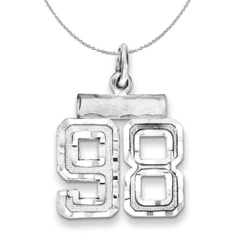 Sterling Silver, Varsity Collection, Small D/C Number 98 Necklace