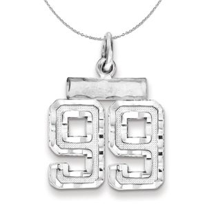 Sterling Silver, Varsity Collection, Small D/C Number 99 Necklace