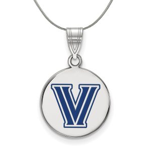 Sterling Silver Villanova U Medium Enamel Disc Pendant Necklace