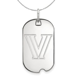 Sterling Silver Villanova U. Dog Tag Pendant Necklace