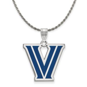 Sterling Silver Villanova U. Large Enamel Pendant Necklace