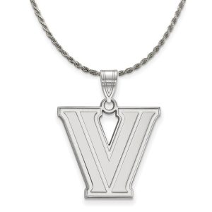 Sterling Silver Villanova U. Large 'V' Pendant Necklace