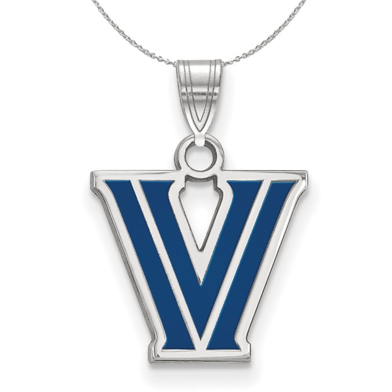 Sterling Silver Villanova U. Small Enamel Pendant Necklace