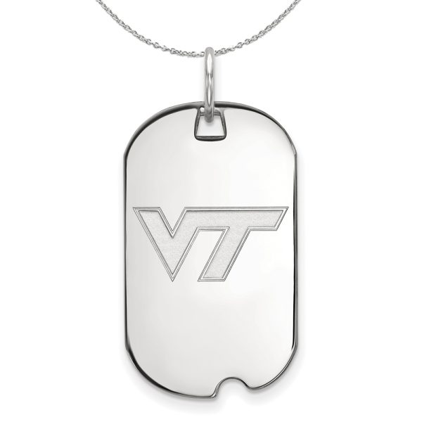 Sterling Silver Virginia Tech Dog Tag Pendant Necklace