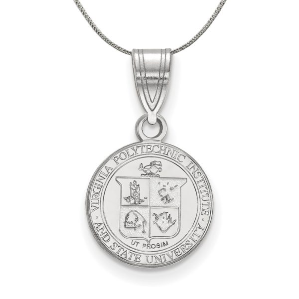 Sterling Silver Virginia Tech Medium Crest Pendant Necklace