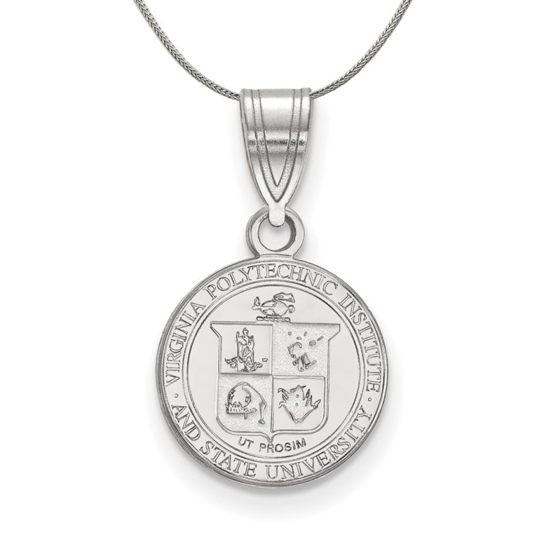 Sterling Silver Virginia Tech Medium Crest Pendant Necklace