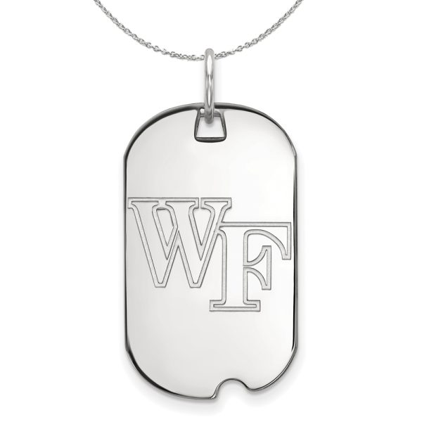 Sterling Silver Wake Forest U. Dog Tag Pendant Necklace