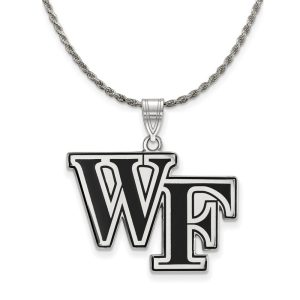 Sterling Silver Wake Forest U. Large Enamel Pendant Necklace