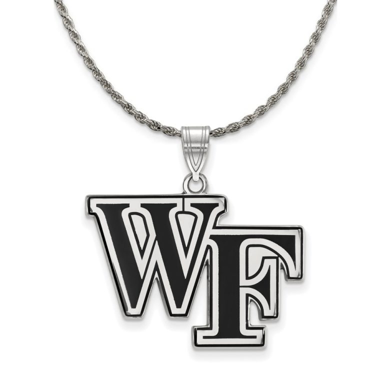 Sterling Silver Wake Forest U. Large Enamel Pendant Necklace