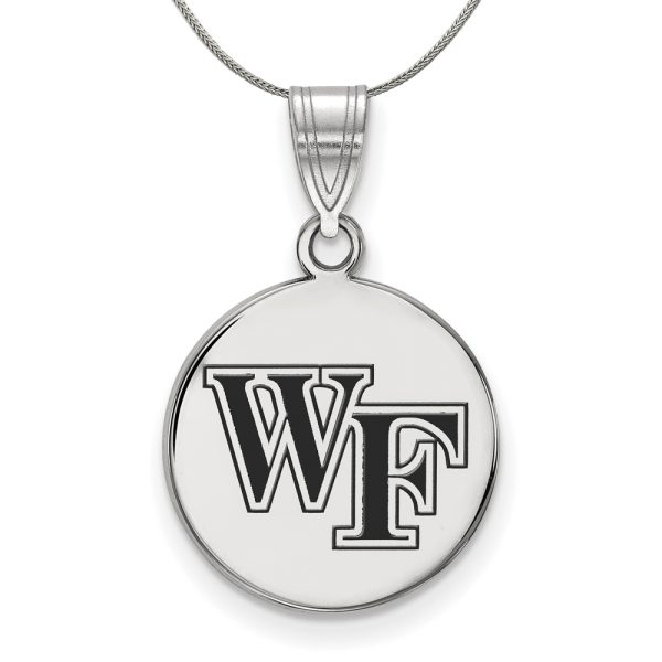 Sterling Silver Wake Forest U. Md Enamel Disc Necklace