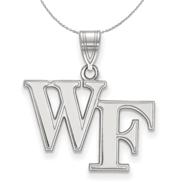 Sterling Silver Wake Forest U. Md 'WF' Pendant Necklace