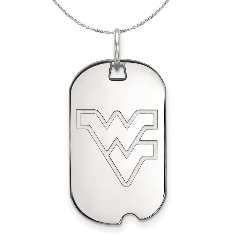 Sterling Silver West Virginia U. Dog Tag Pendant Necklace