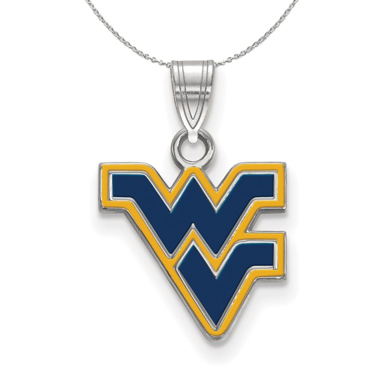 Sterling Silver West Virginia U. Small Enamel Pendant Necklace