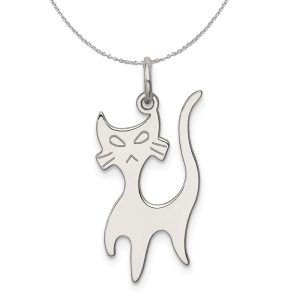 Sterling Silver Whimsical Cat Charm or Necklace