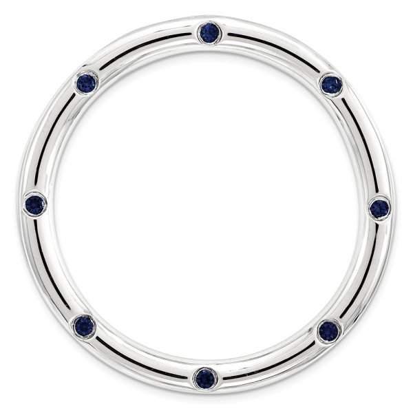 Sterling Silver & Created Blue Sapphire Stackable Large Slide, 29mm