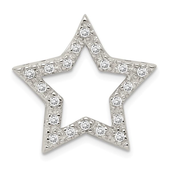 Sterling Silver and Cubic Zirconia Outlined Star Slide Pendant, 22mm