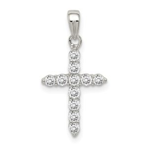 Sterling Silver and Cubic Zirconia Small Cross Pendant