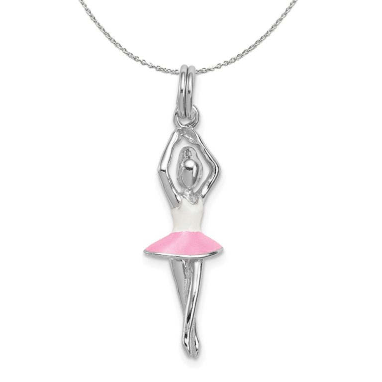 Sterling Silver and Enameled 3D Ballerina Necklace