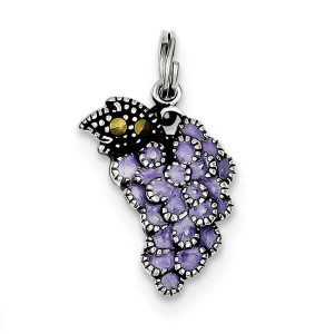 Sterling Silver and Enameled Purple Grape Charm