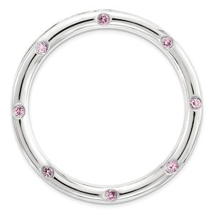 Sterling Silver& Created Pink Sapphire Stackable Large Slide, 29mm