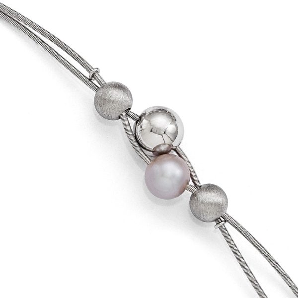 Strand Sterling, Gray FW Cultured Pearl & Beaded Double Bracelet