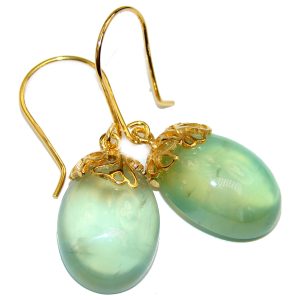 Stunning Authentic Prehnite 14K Gold over .925 Sterling Silver handmade earrings