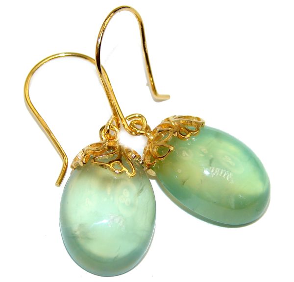 Stunning Authentic Prehnite 14K Gold over .925 Sterling Silver handmade earrings