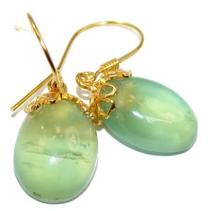 Stunning Authentic Prehnite 14K Gold over .925 Sterling Silver handmade earrings