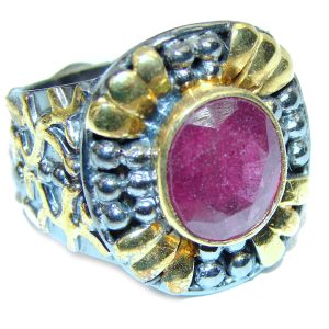 Stunning Beauty 8.5 carat authentic Ruby 18K Gold over .925 Sterling Silver Ring size 7 1/4