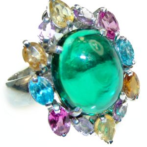 Stunning Green Topaz .925 Sterling Silver handmade Ring size 7 1/4