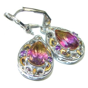 Sublime Ametrine .925 Sterling Silver entirely handmade earrings