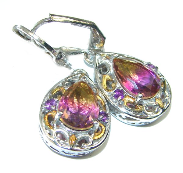 Sublime Ametrine .925 Sterling Silver entirely handmade earrings