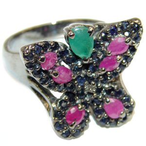 Sublime Butterfly authentic Ruby .925 Sterling Silver handmade Ring s. 8