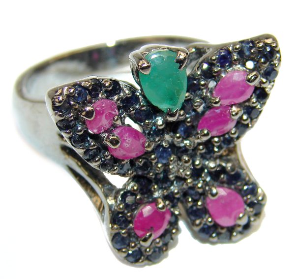 Sublime Butterfly authentic Ruby .925 Sterling Silver handmade Ring s. 8