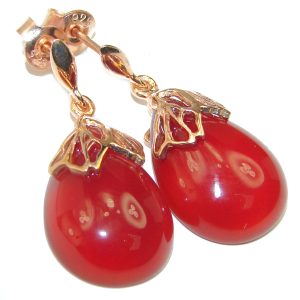 Sublime Orange Carnelian 14K Gold over .925 Sterling Silver handmade earrings