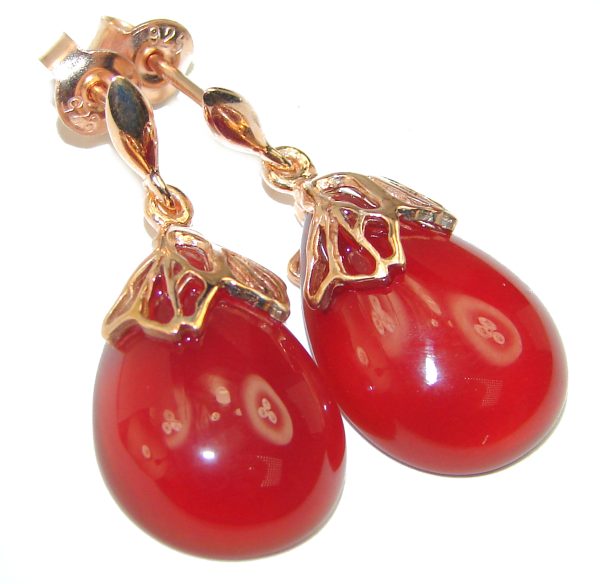 Sublime Orange Carnelian 14K Gold over .925 Sterling Silver handmade earrings