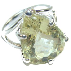 Summer Day 18.5 carat Natural Citrine .925 Sterling Silver handmade HUGE Cocktail Ring s. 9 3/4