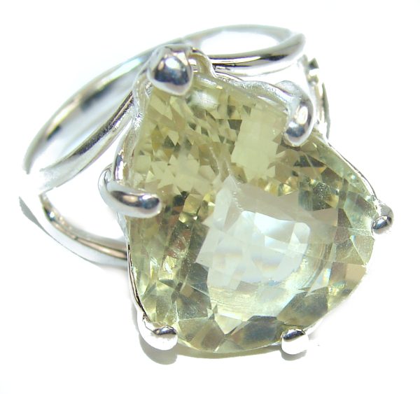 Summer Day 18.5 carat Natural Citrine .925 Sterling Silver handmade HUGE Cocktail Ring s. 9 3/4