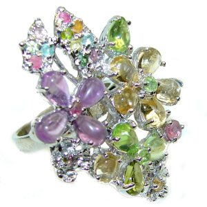 Summer Time authentic Multigem .925 Sterling Silver handcrafted ring size 8