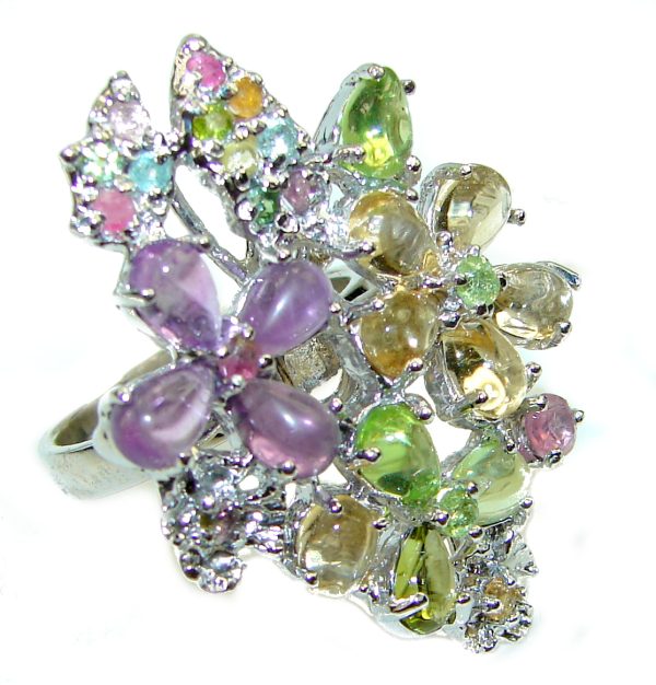 Summer Time authentic Multigem .925 Sterling Silver handcrafted ring size 8